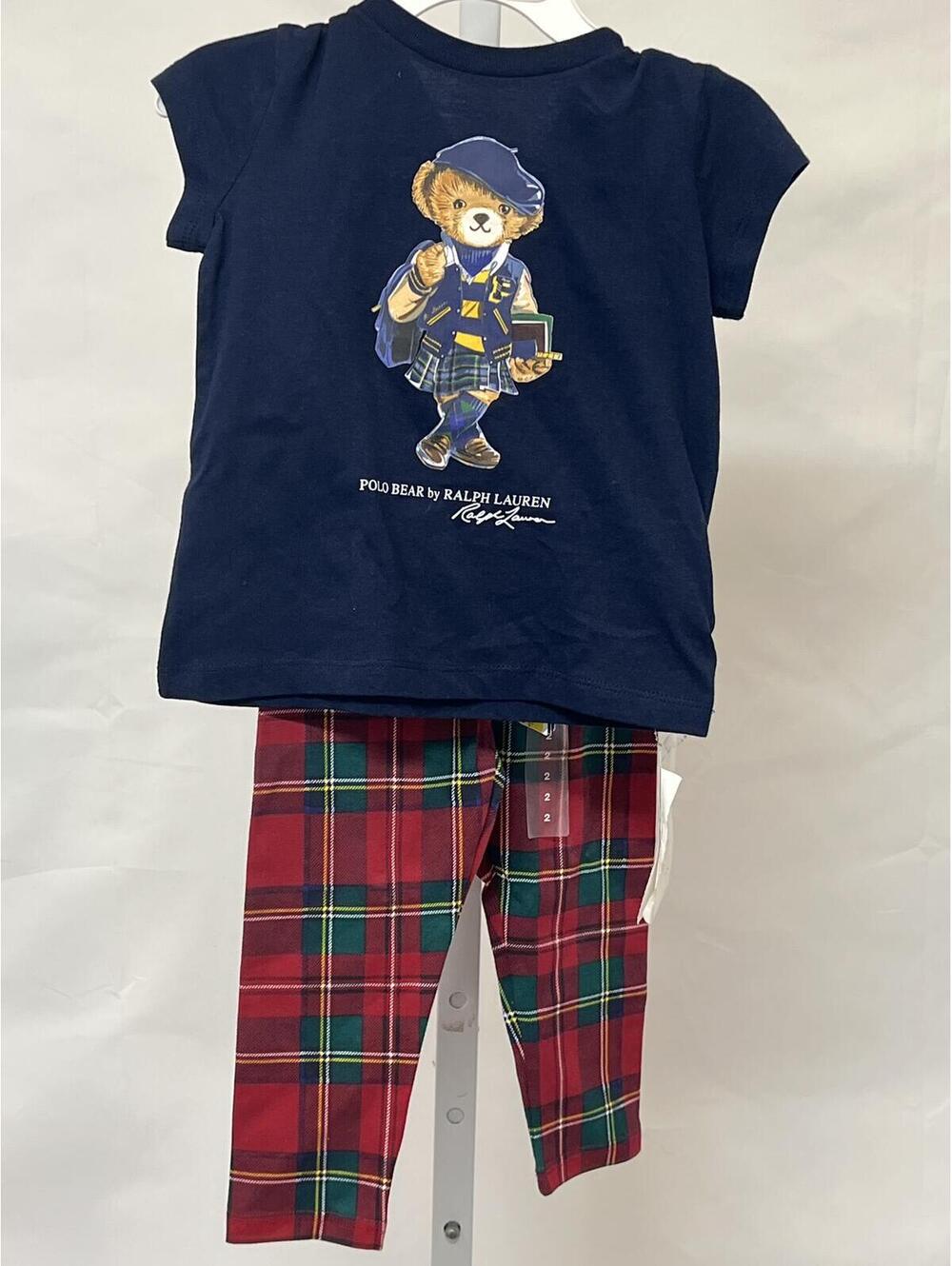 Kids' Polo Bear Graphic T-Shirt Polo Ralph Lauren & Plaid Stretch Jersey Legging